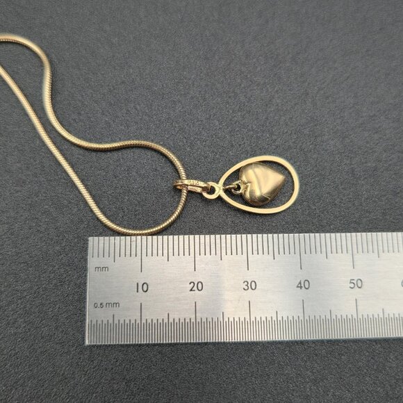 18 Inch Gold Over Sterling Silver Floating Heart Pendant Necklace A6170 - Picture 7 of 8